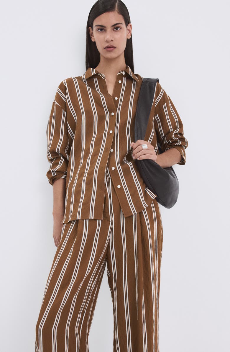 MANGO Pantalon Salsi Stripe Straight Leg Pants, Alternate, color, Brown