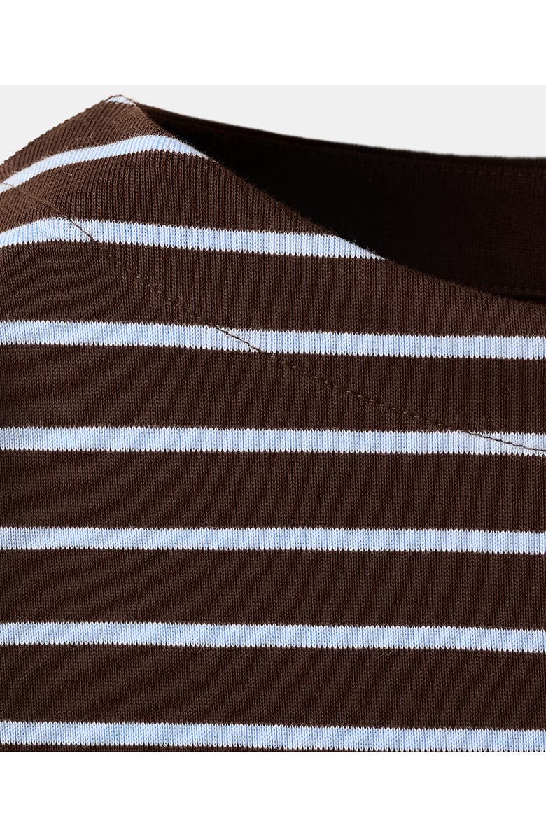 MANGO Stripe Boatneck Sweatshirt, Alternate, color, Chocolate