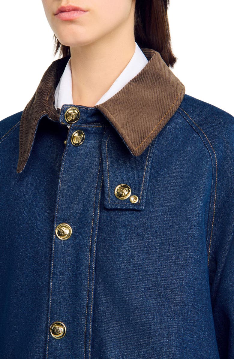 SANDRO Denim workwear jacket, Alternate, color, Blue Jean