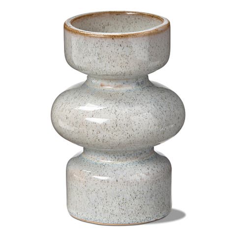 Linea Taupe Speckled Ceramic Reversible Candle Holder Medium