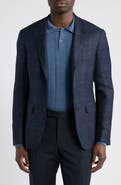 Canali Kei Trim Fit Shadow Plaid Wool, Silk & Linen Sport Coat
