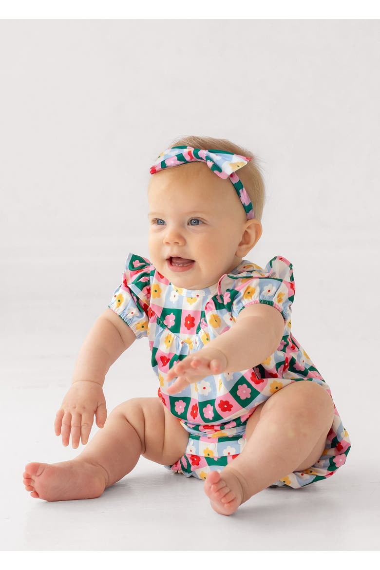 Flower Pops Short Sleeve Romper, Alternate, color, Pink