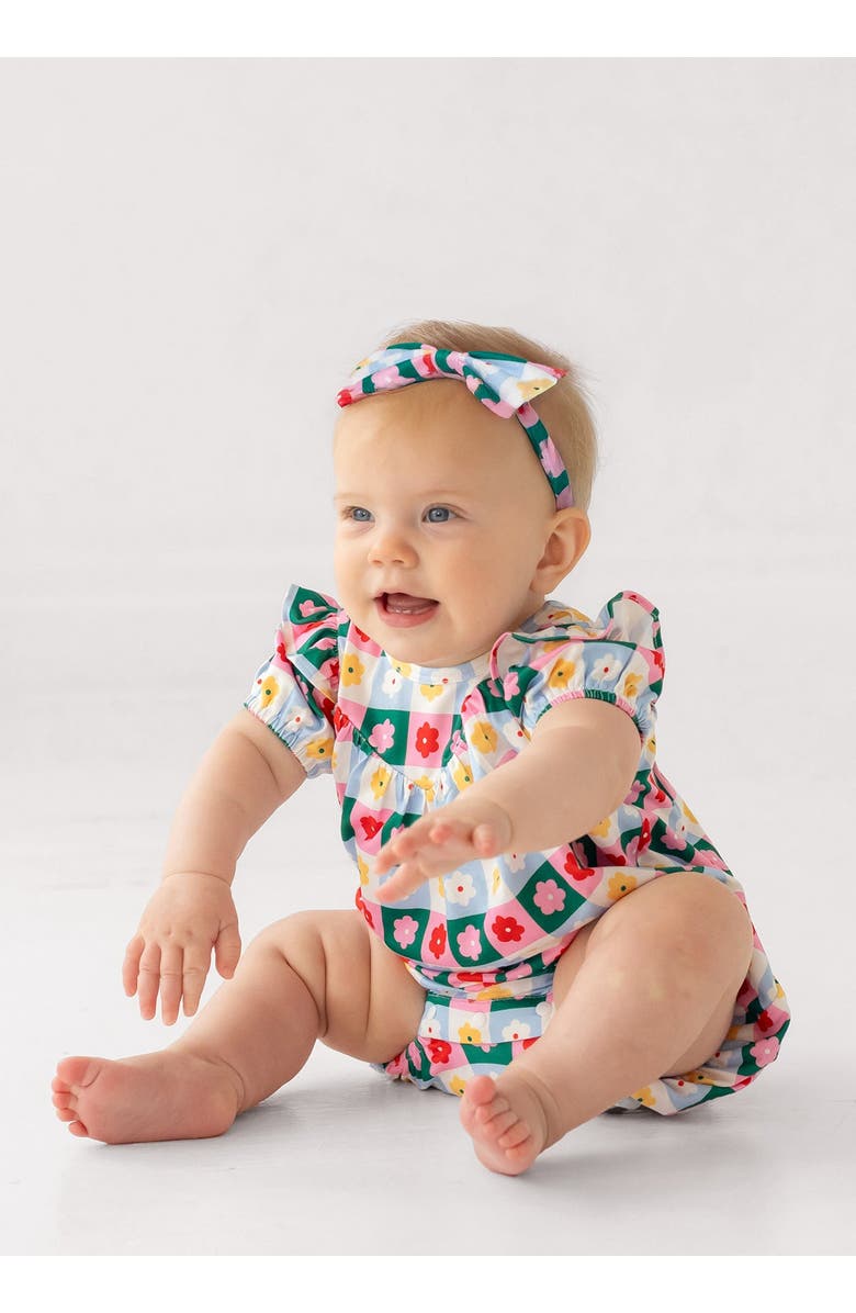 Mabel + Honey Flower Pops Short Sleeve Romper, Alternate, color, Pink
