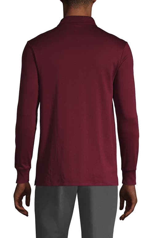 Lands' End Long Sleeve Cotton Supima Polo Shirt With Pocket In Red