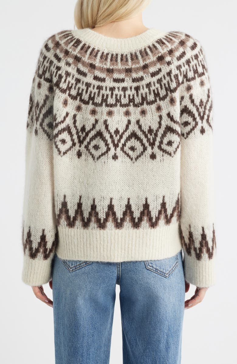 Madewell Fair Isle Wool & Alpaca Blend Sweater, Alternate, color, White And Brown Fair Isle