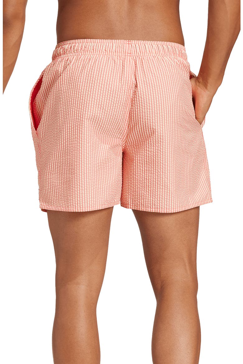 Seersucker Striped Swim Trunks, Alternate, color, SEMI LUCID RED/ BLACK