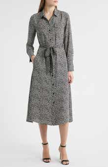 NIC+ZOE Spotted Around Long Sleeve Midi Shirtdress