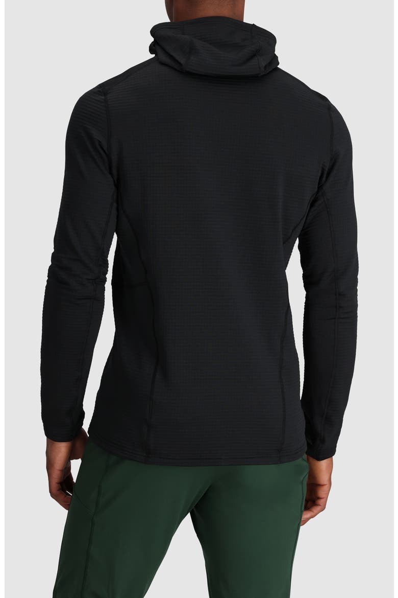 Vigor Grid Fleece Hoodie, Alternate, color, BLACK