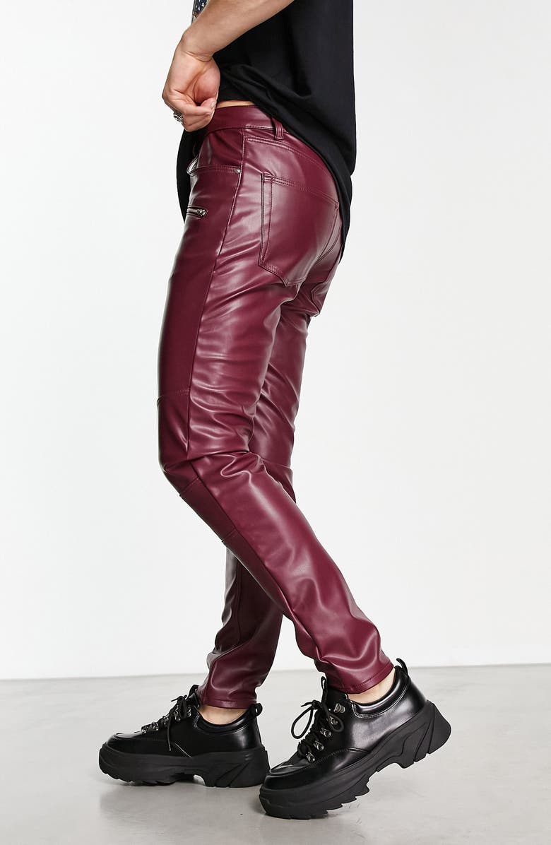 ASOS DESIGN Faux Leather Skinny Jeans, Alternate, color,