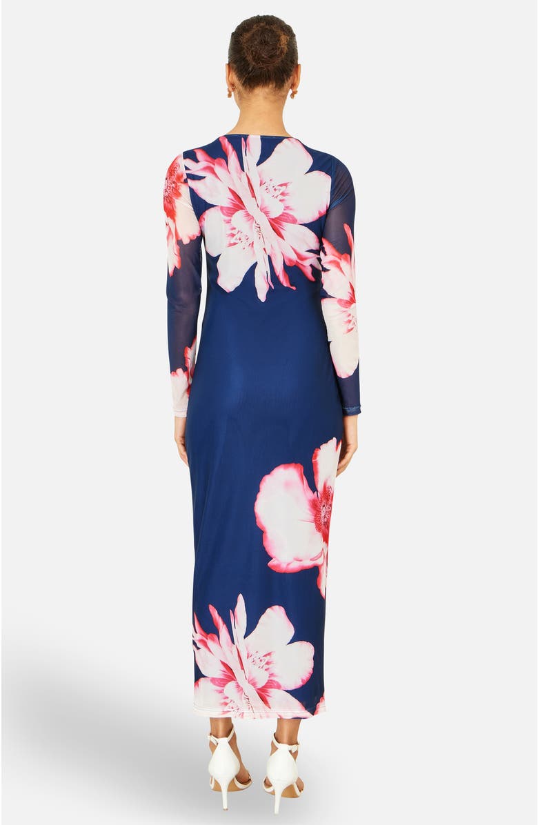 Yumi Long Sleeve Mesh Maxi Dress, Alternate, color, Navy