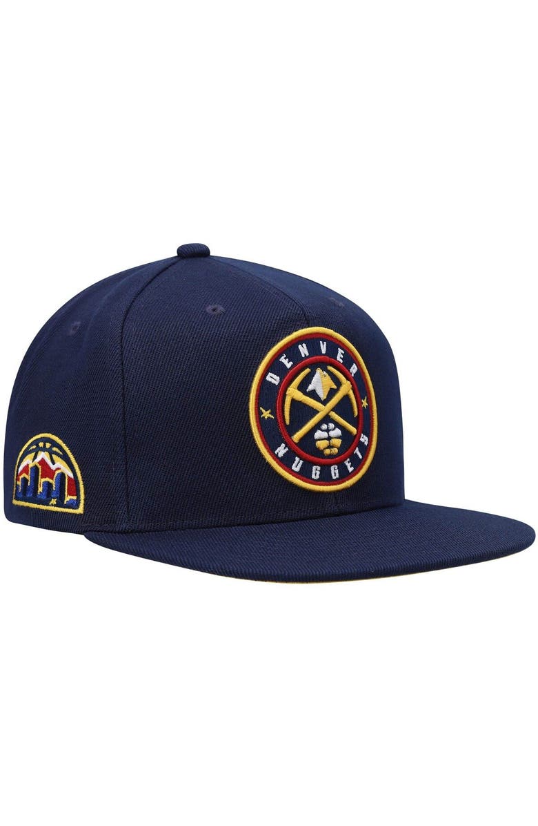 Mitchell & Ness Men's Mitchell & Ness Navy Denver Nuggets Core Side Snapback Hat, Alternate, color, 