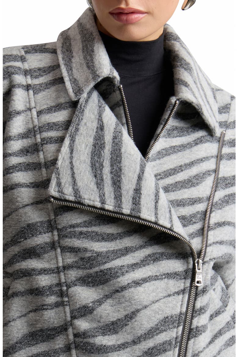 Zebra Jacquard Layered Bomber Jacket, Alternate, color, GREY ZEBRA