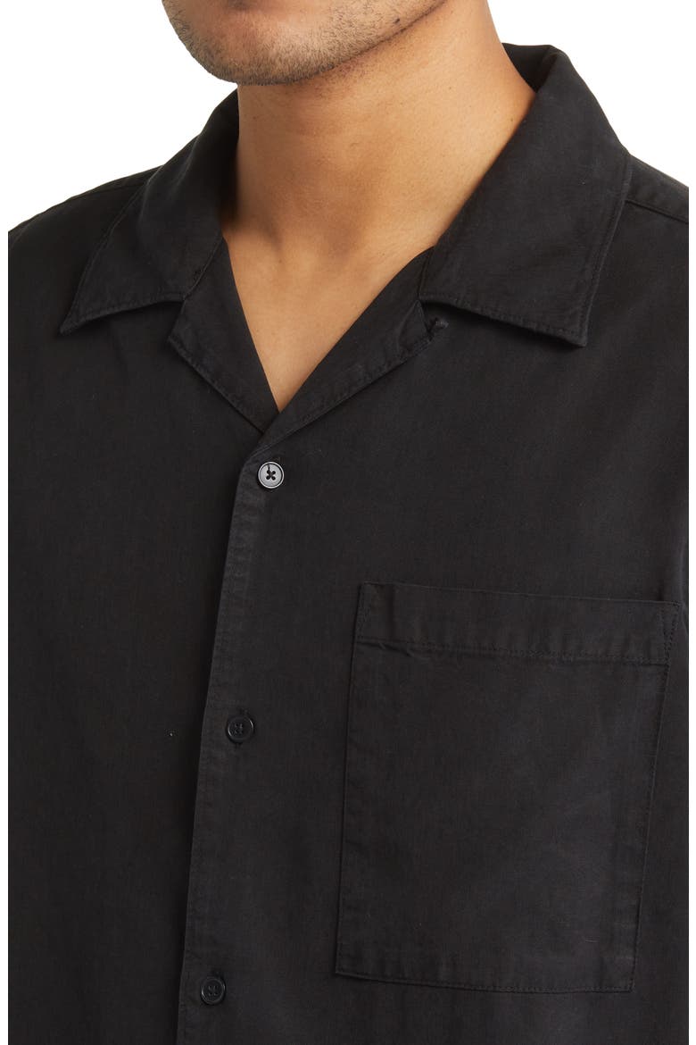 Julio 5029 Short Sleeve Lyocell & Linen Button-Up Camp Shirt, Alternate, color, BLACK