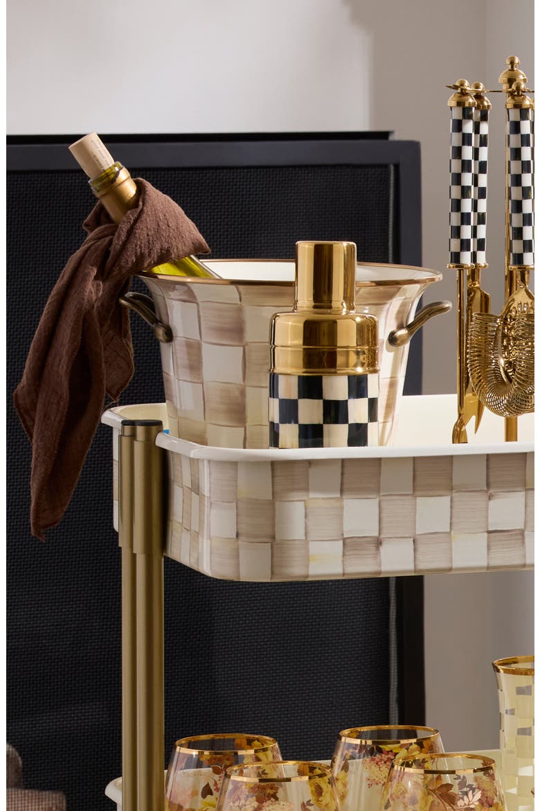 Mocha Check Enameled Steel Wine Cooler, Alternate, color, MOCHA