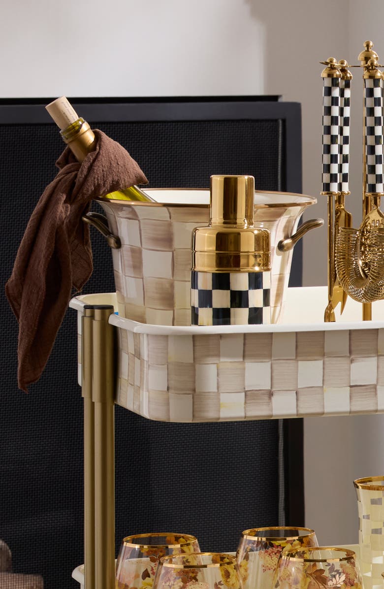 MACKENZIE CHILDS Mocha Check Enameled Steel Wine Cooler, Alternate, color, Mocha