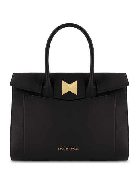 Gold Plated Hardware Large Leather Briefcase Bag