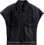 AllSaints Alba Stud Detail Sleeveless Denim Jacket