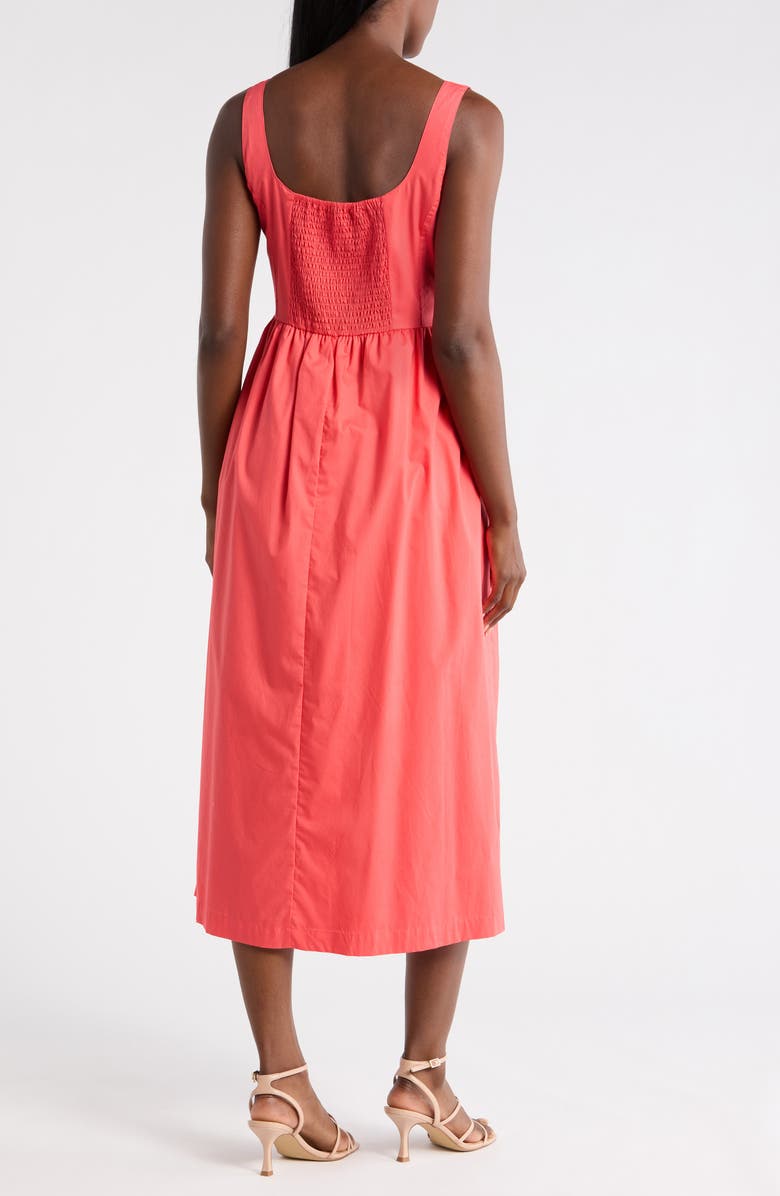 Ellen Tracy Bustier Poplin Dress, Alternate, color, Coral