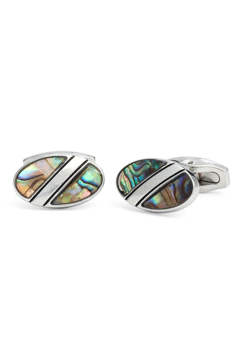 Mother-of-Pearl Cuff Links, Main, color, GREEN