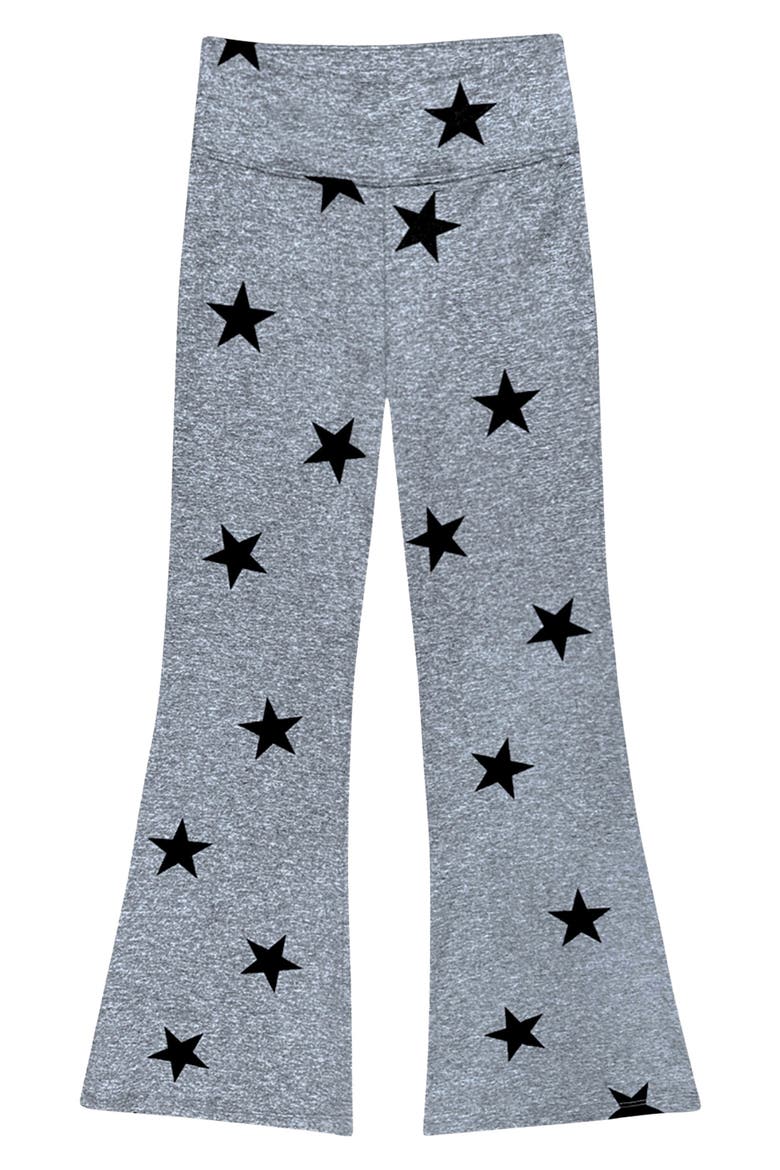 Kids' Soft Luxe Flare Leggings, Main, color, STEEL BLACK STARS