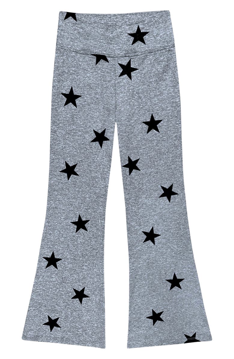 PixieLane Kids' Soft Luxe Flare Leggings, Main, color, Steel Black Stars