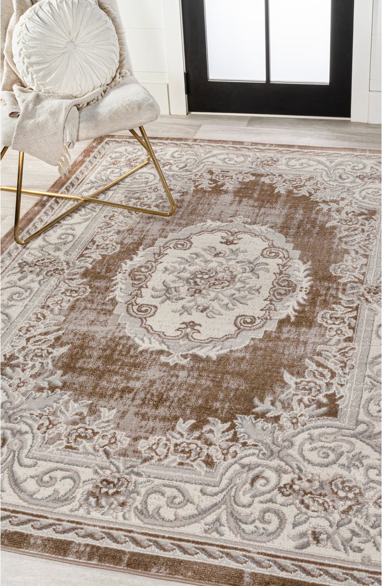 JONATHAN Y Rosalia Cottage Medallion Area Rug, Alternate, color, Brown/Gray