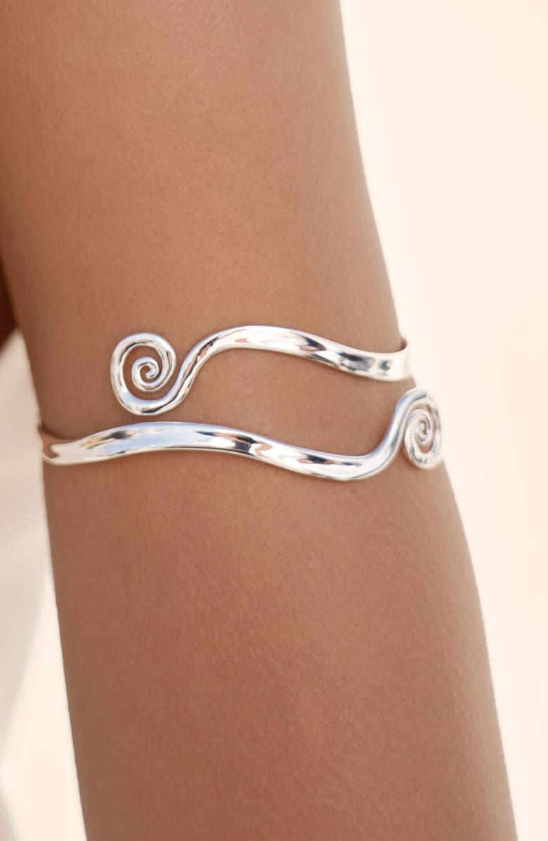 Ettika Aura Swirl Cuff Bracelet, Alternate, color, Silver