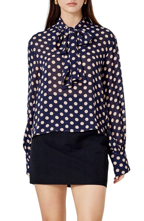 Endless Rose Neck Bow Top In Blue