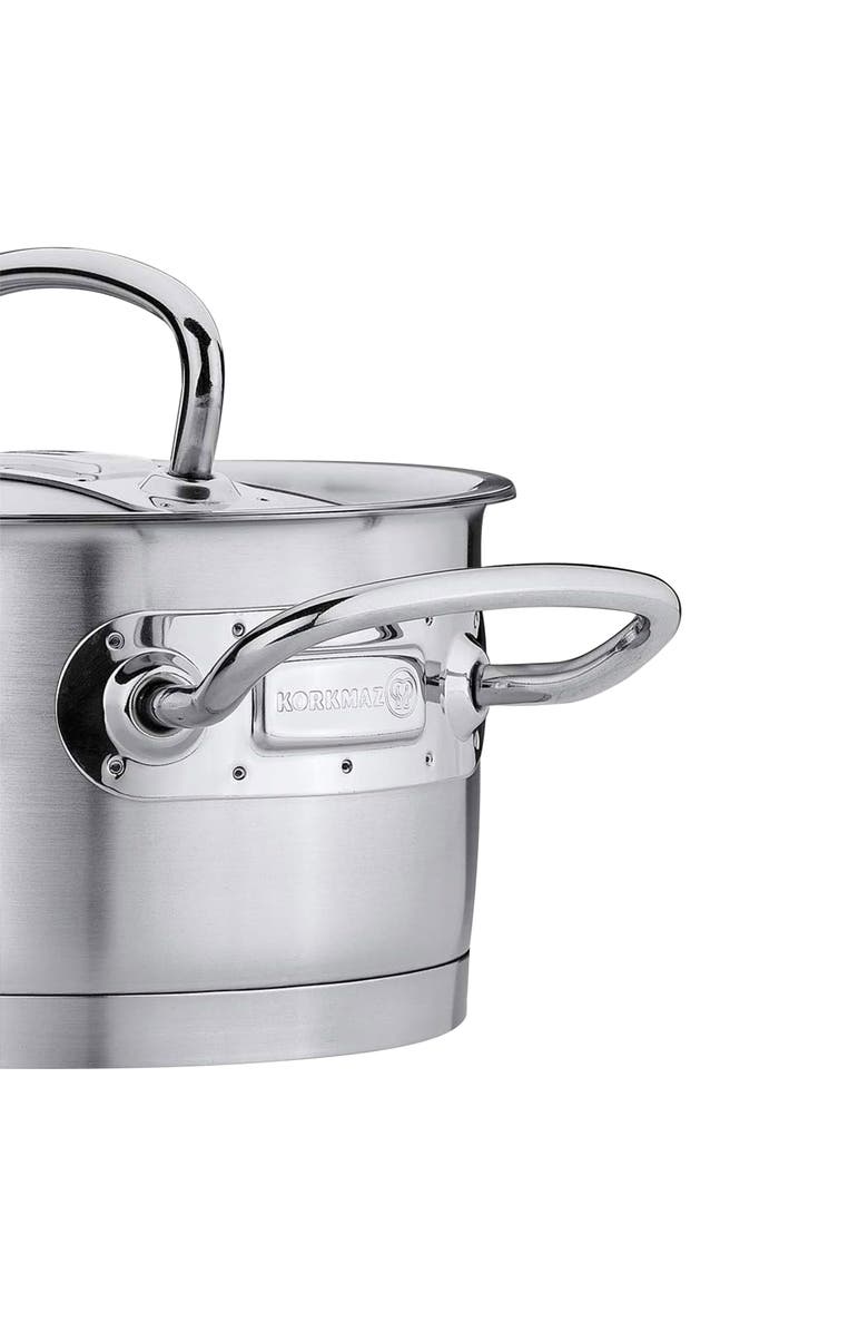 Korkmaz Proline Professional Series 4.5 Liter Stainless Steel Low Casserole with Lid, Alternate, color, Metallic Silver
