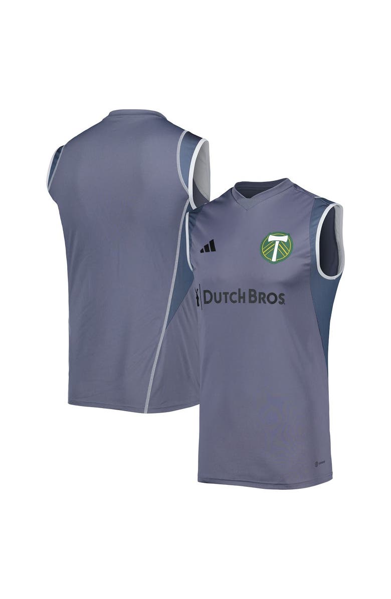 adidas Men's adidas Gray Portland Timbers 2023 On-Field Sleeveless Training Jersey, Main, color, 