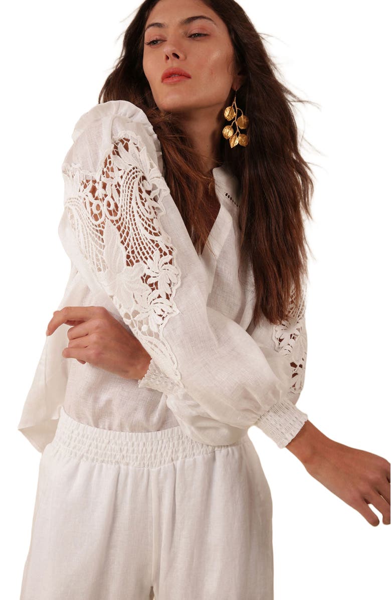 Hale Bob Reese Solid Linen Top, Alternate, color,