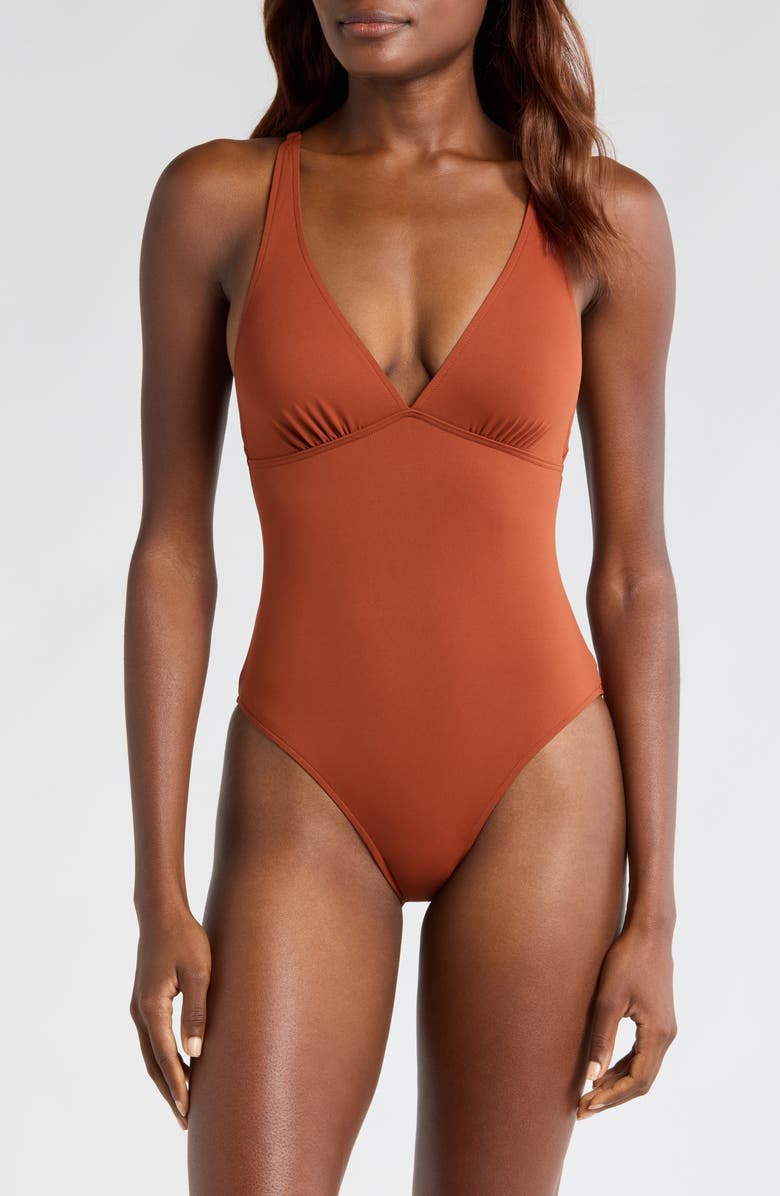 BONDI BORN Juliet One-Piece Swimsuit, Main, color, Copper