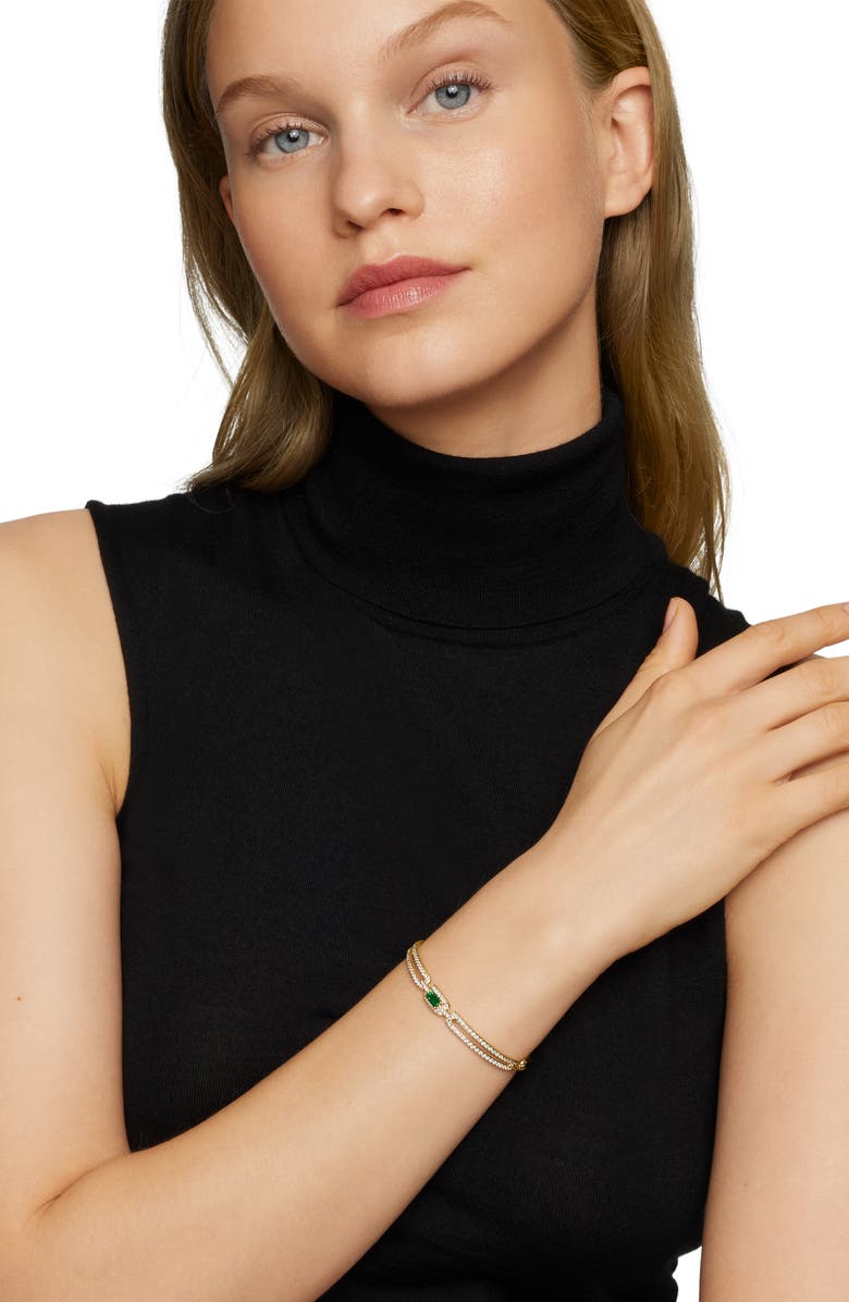 David Yurman Stax Single Link Bracelet in 18K Yellow Gold with Emerald & Pavé Diamonds, Alternate, color,