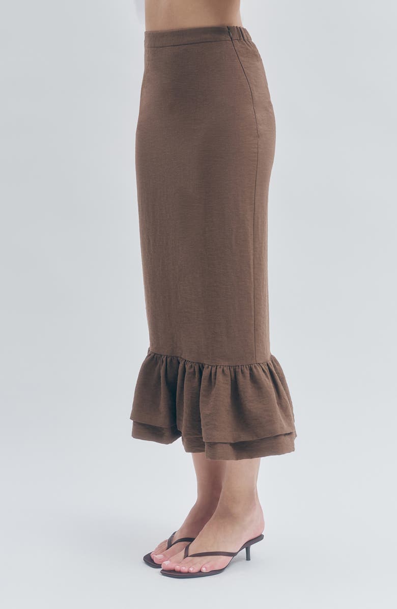 MAUDE CLUB Tennessee Midi Skirt, Alternate, color, Brown