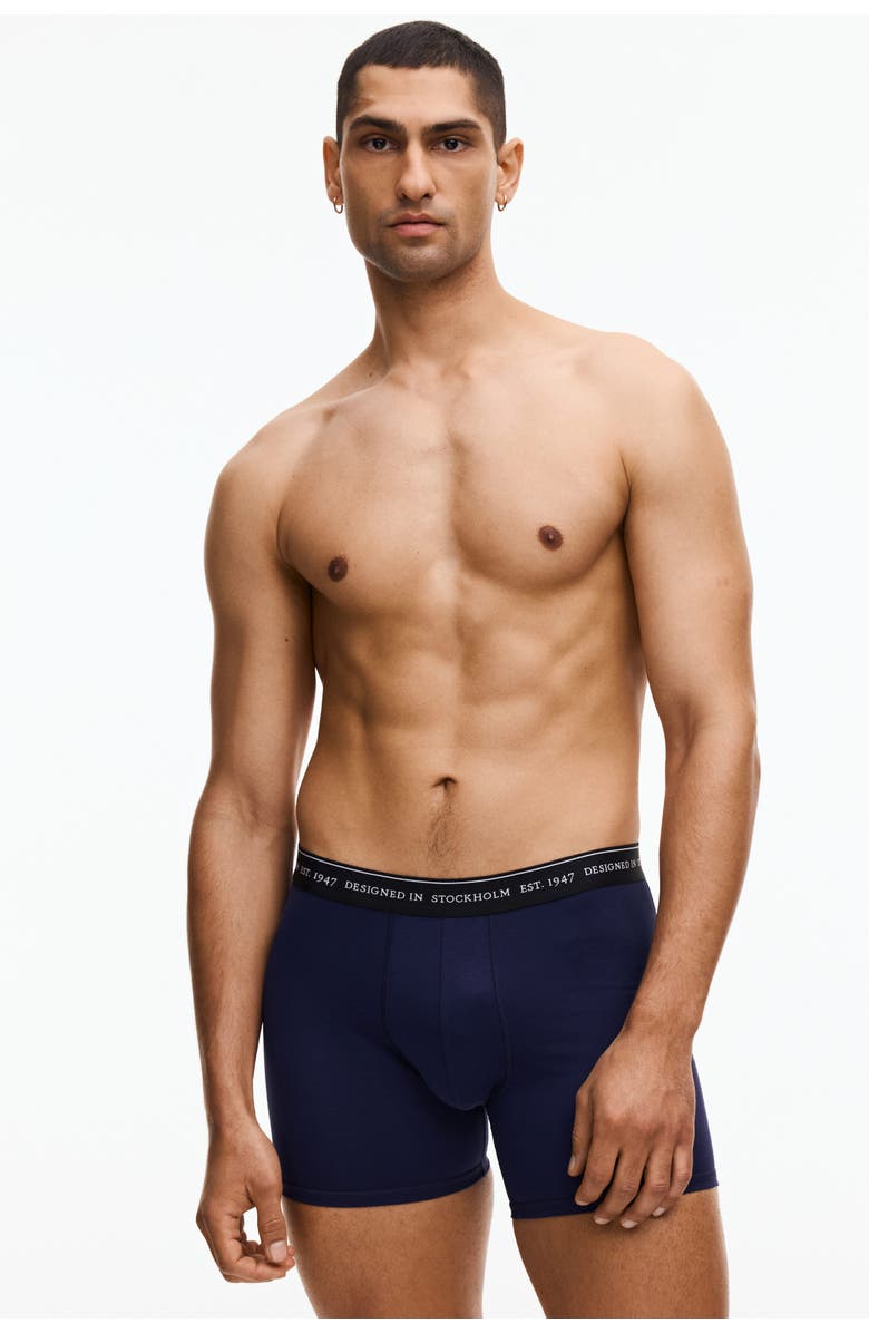 H&M 3-pack coolmax<sup>®</sup> mid-length boxer briefs, Main, color, Red/White/Navy Blue