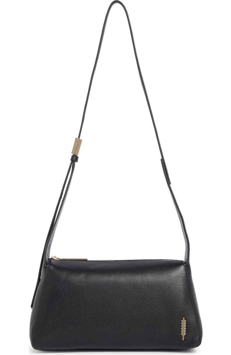 Thacker Dalia Pebbled Leather Crossbody Bag, Main, color, Black
