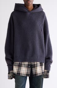 Acne Studios Krisp Layered Yak Hair & Alpaca Blend Sweater Hoodie