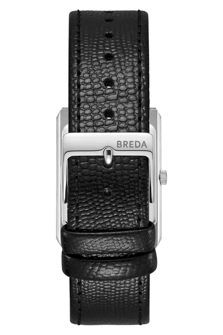 Virgil Leather Strap Tank Watch, 26mm x 35mm, Alternate, color, SILVER