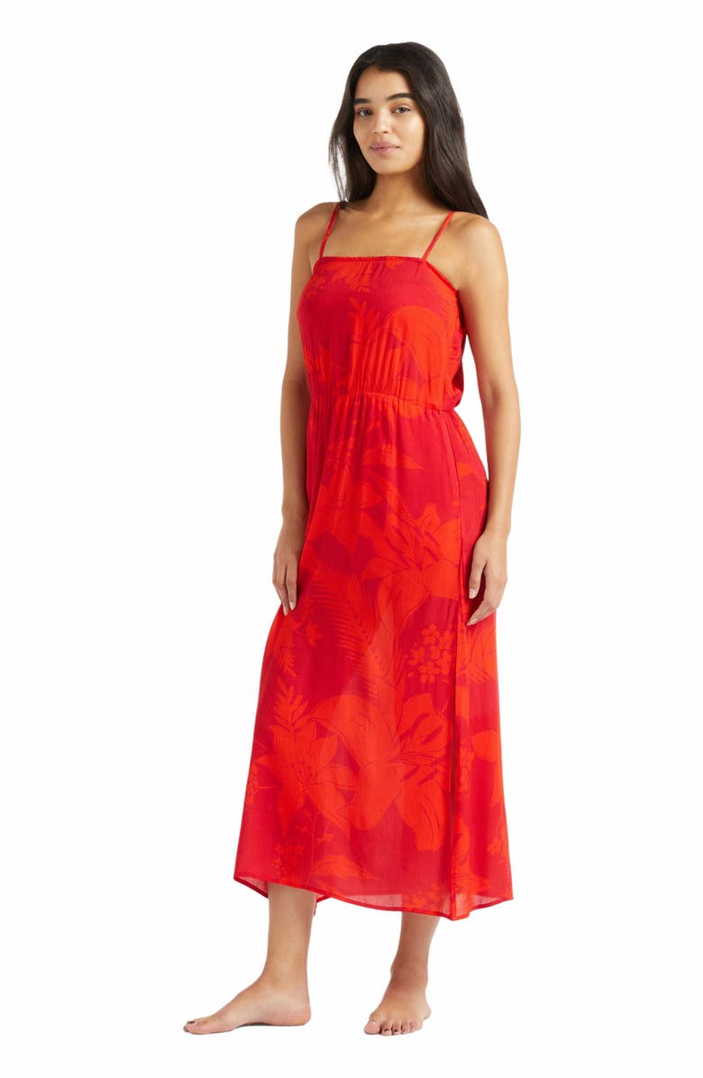Vilebrequin Women's Flower Power Long Rayon Dress, Main, color, Lipstick