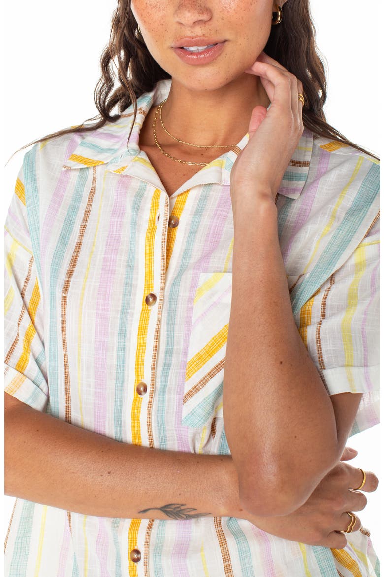 Beach Nostalgia Stripe Camp Shirt, Alternate, color, EGRET