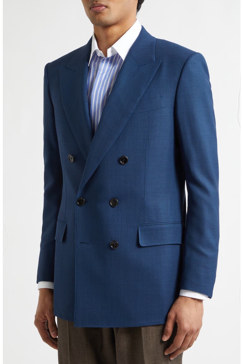 Multiplies Double Breasted Wool Blazer, Alternate, color, PRUSSIAN BLUE