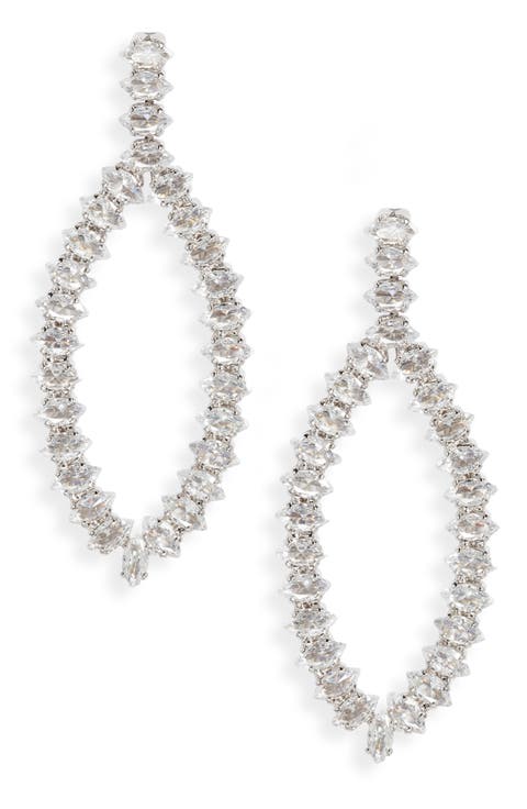 Marquise Cubic Zirconia Open Teardrop Earrings