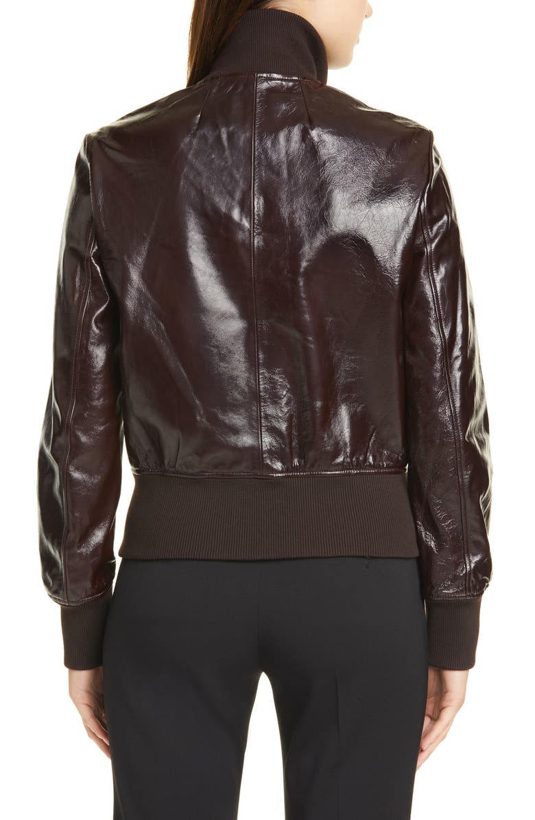 Theory Patent Leather Aviator Bomber Jacket, Alternate, color, 