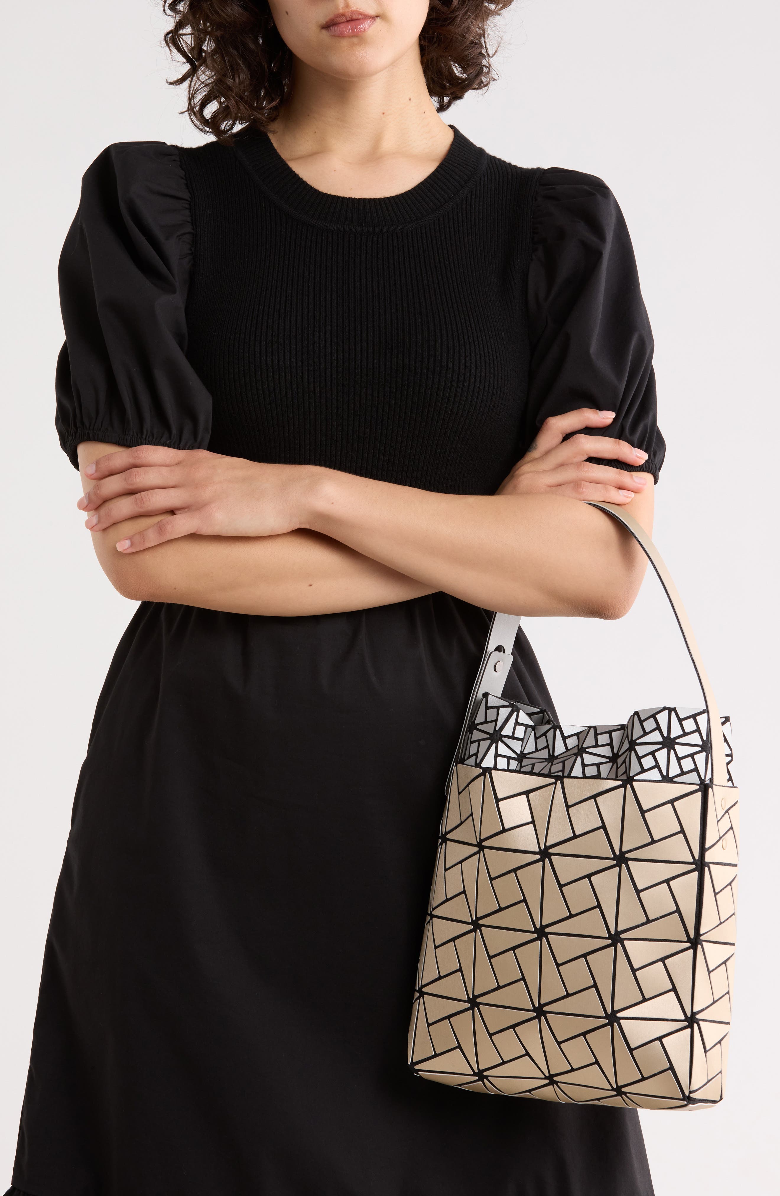 Double Layer Box Pattern Shoulder Bag, Alternate, color, GOLD/ SILVER