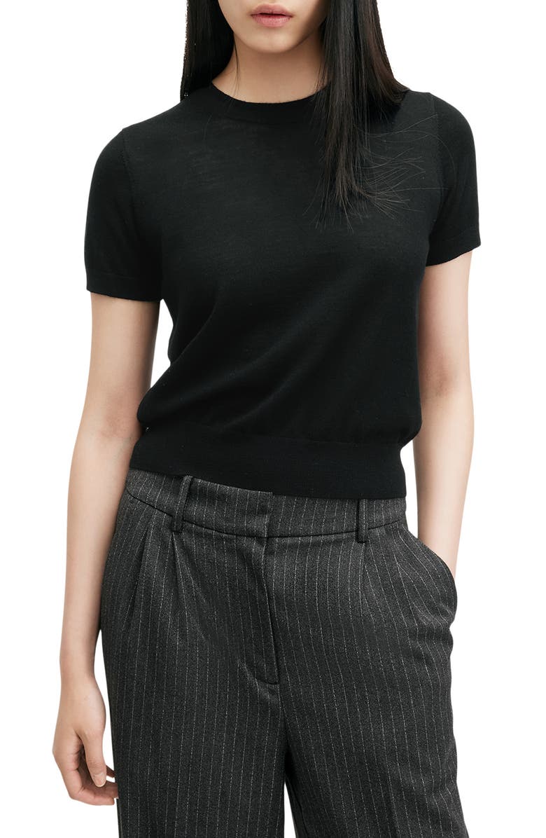 AllSaints Bern Short Sleeve Wool Sweater, Main, color,