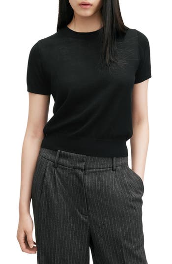 Allsaints Bern Short Sleeve Wool Sweater In Black