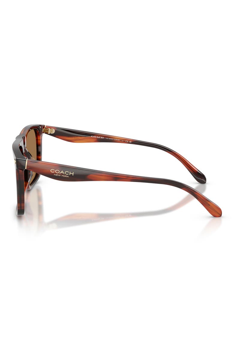 57mm Flat Top Square Sunglasses, Alternate, color, STRIATED CARAMEL / BROWN FLASH