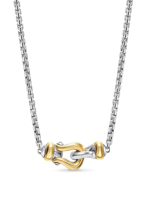 Petite Buckle Necklace in Sterling Silver with 14K Yellow Gold, 16.3mm