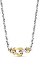 David Yurman Petite Buckle Necklace in Sterling Silver with 14K Yellow Gold, 16.3mm
