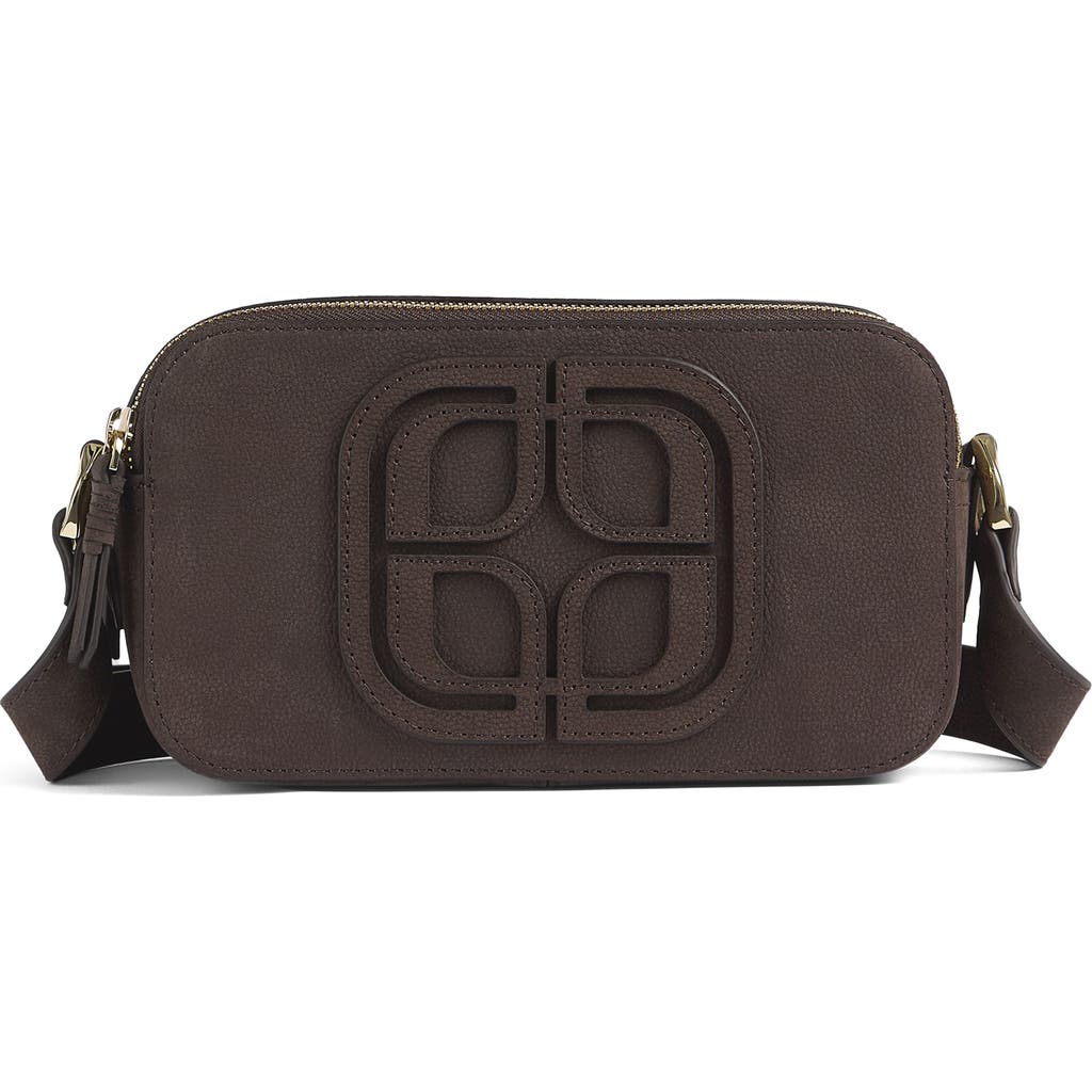 Lk Bennett Perry Logo Leather Camera Bag In Brown